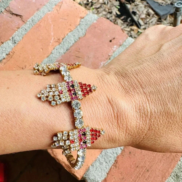 Vintage rhinestone, Santa Claus bangle bracelet - Picture 4 of 6